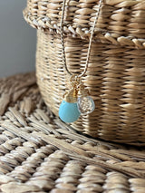 Aqua Crystal Quartz Necklace - Naut & Chain