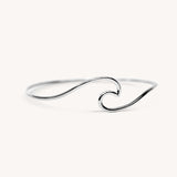 Sterling Silver Wave Bangle - Naut & Chain