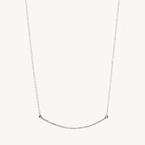 Silver diamond bar necklace called The Angela by Naut & Chain, featuring a sleek horizontal bar pendant.