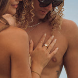 Baby Pear Solitaire Ring - Naut & Chain