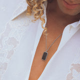Shadow Pave Tag Necklace - Naut & Chain