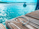 Sterling Silver Wave Bangle - Naut & Chain