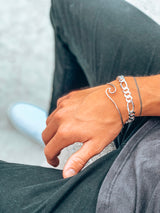 Sterling Silver Wave Bangle - Naut & Chain