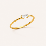 Naut & Chain baguette ring featuring a sleek, rectangular-cut gemstone set in a stylish silver band.