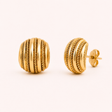 Naut & Chain The Sol Earrings featuring gold-tone hoops with minimalist design and small dangling accents.