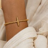 Naut & Chain driftwood cuff bracelet with rustic, natural wood design and adjustable metal band for a stylish boho look