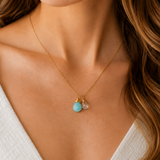 Aqua Crystal Quartz Necklace - Naut & Chain
