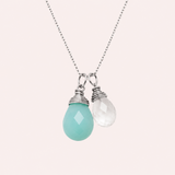 Aqua Crystal Quartz Necklace - Naut & Chain