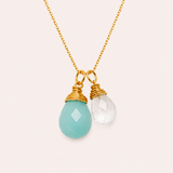 Aqua Crystal Quartz Necklace - Naut & Chain