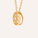 Naut & Chain Cove Diamond Circle Necklace shown from side view, featuring a delicate chain with a sparkling diamond circle pendant.