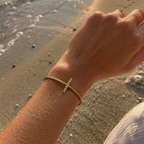 Naut & Chain driftwood cuff bracelet featuring natural, textured driftwood piece with adjustable band for a stylish accessory.